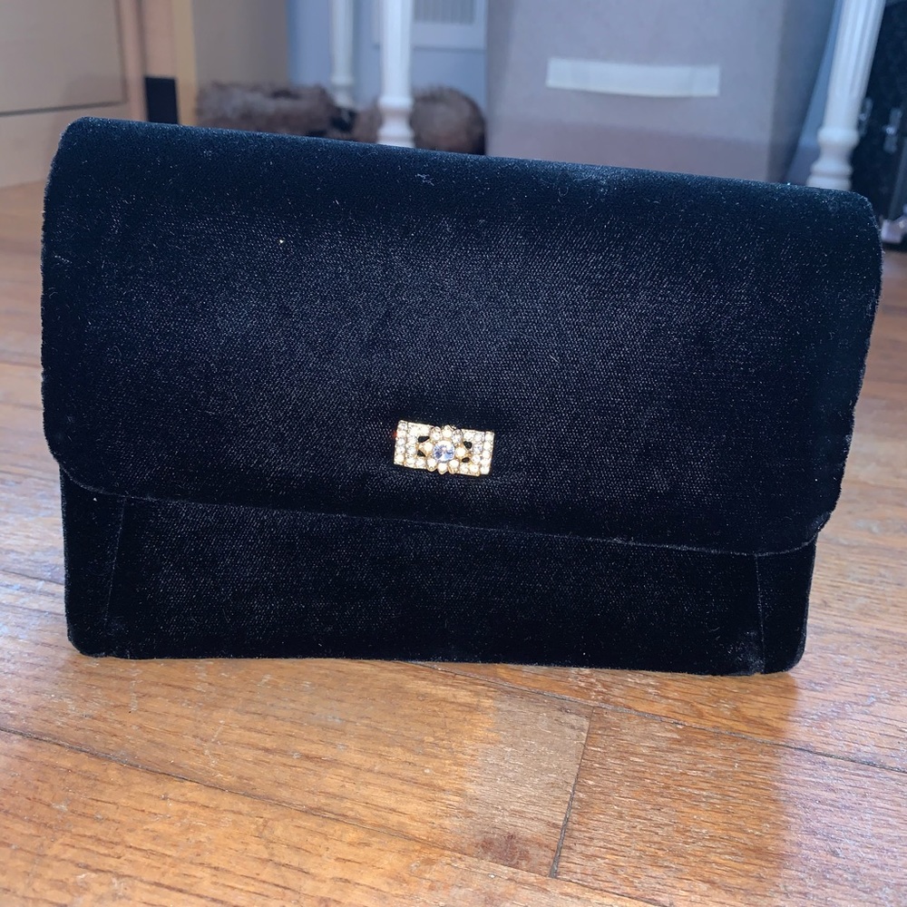 Vintage black suede purse